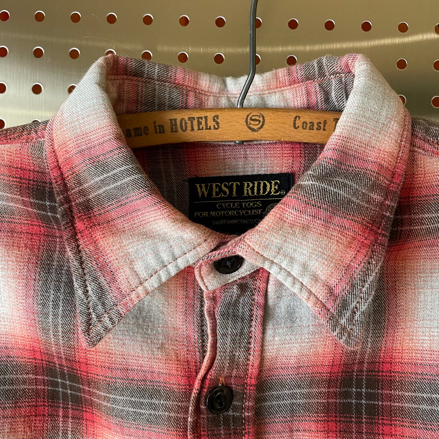 Faded Red-Grey Plaid Flannel Shirt