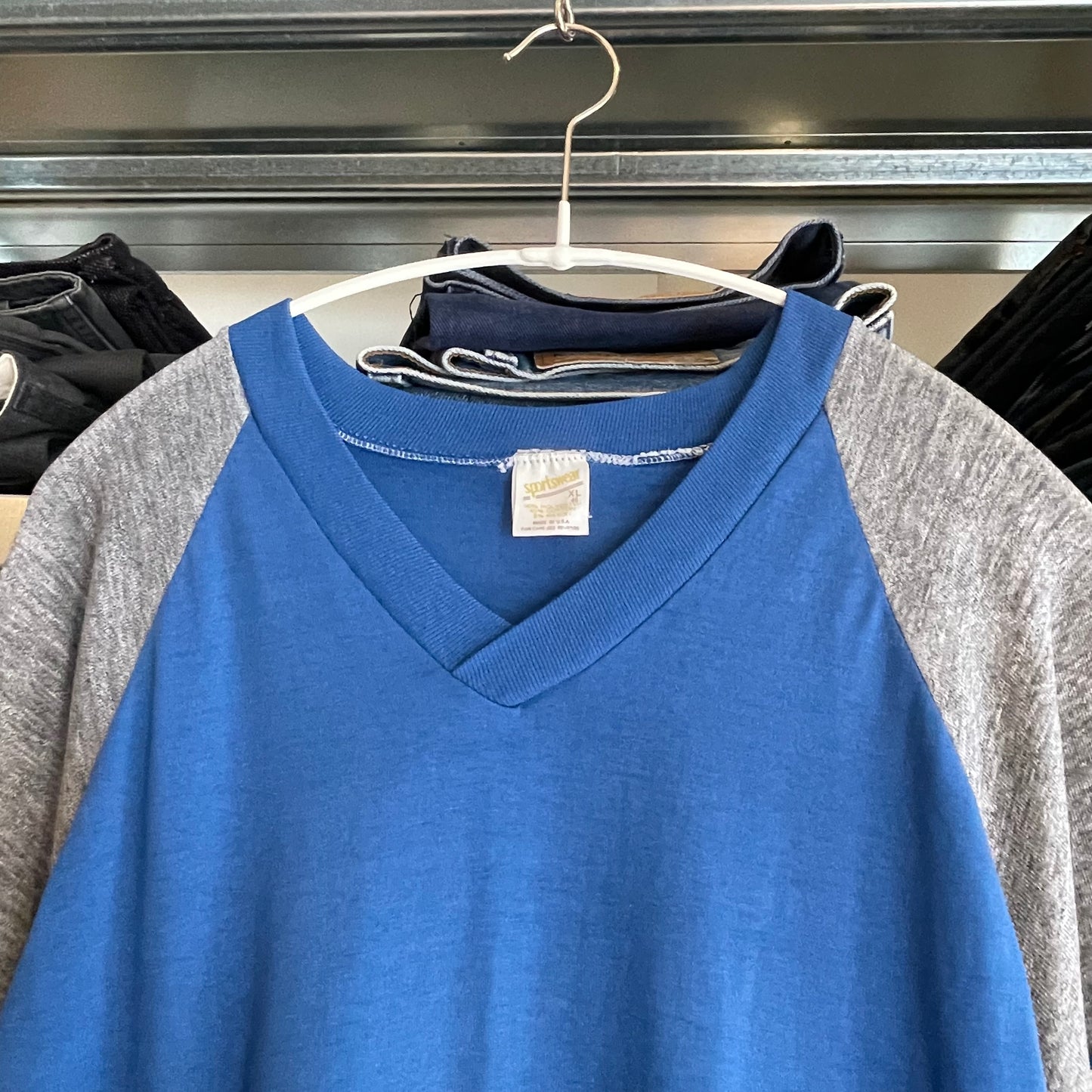Raglan T-Shirt Blue Cotton
