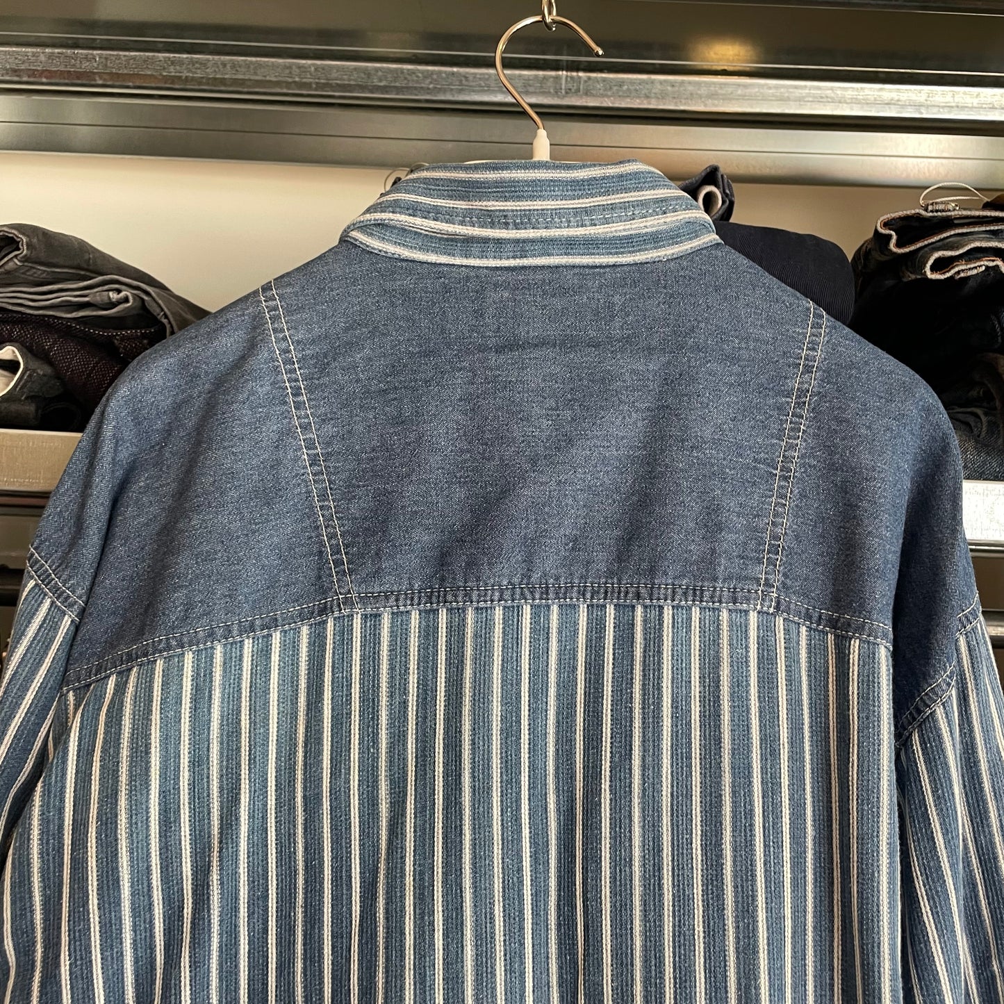 Striped Utility Shirt Blue Cotton