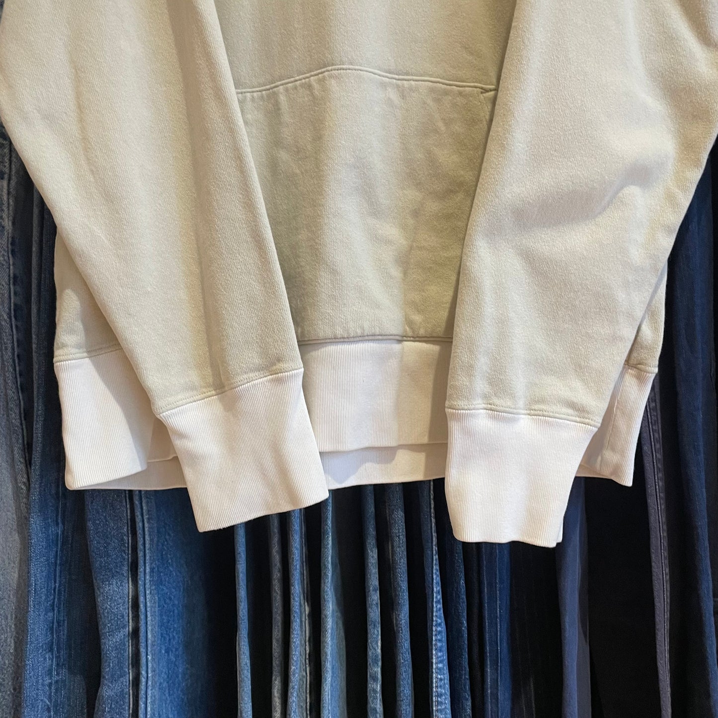 Beige Sewn Hood Sweatshirt