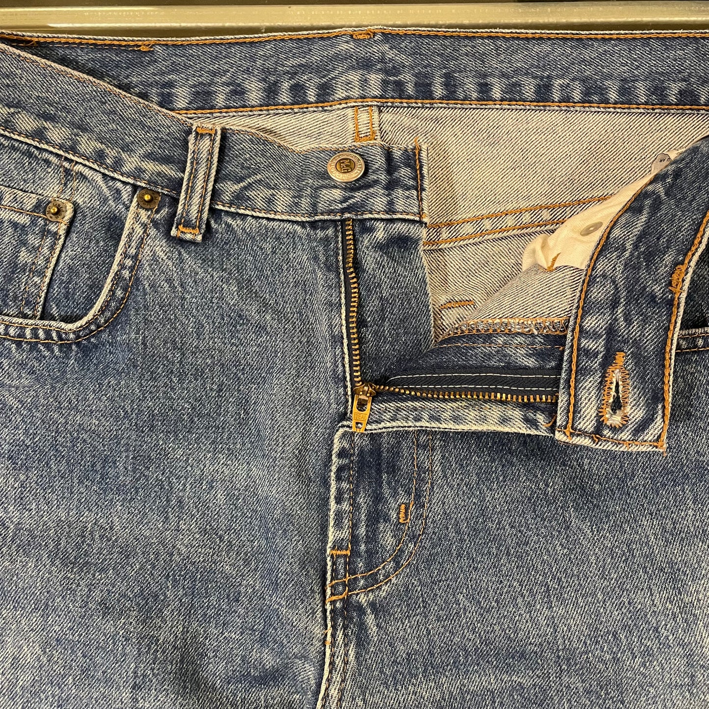 Ring Spun Jeans Mid Wash Blue Cut Off Ideal Zip