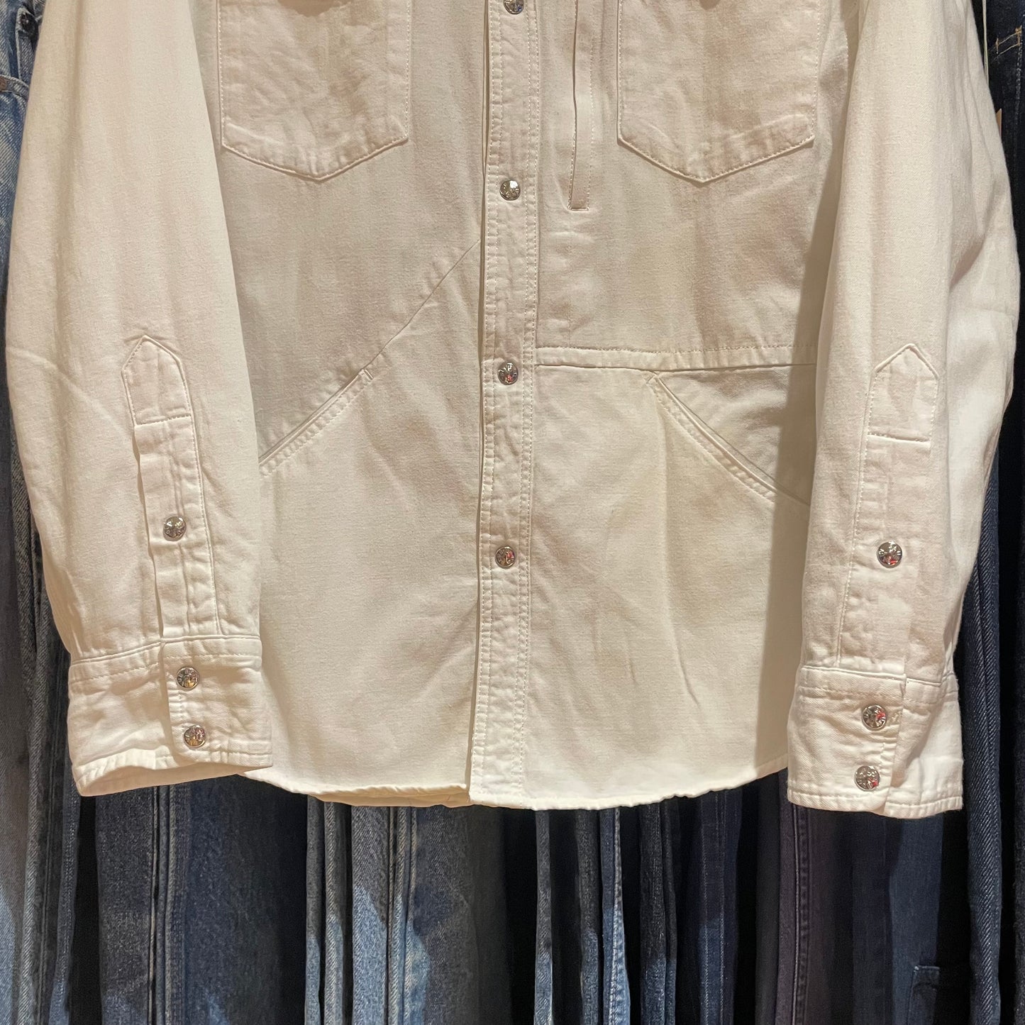 Padded Western Shirt Jacket White