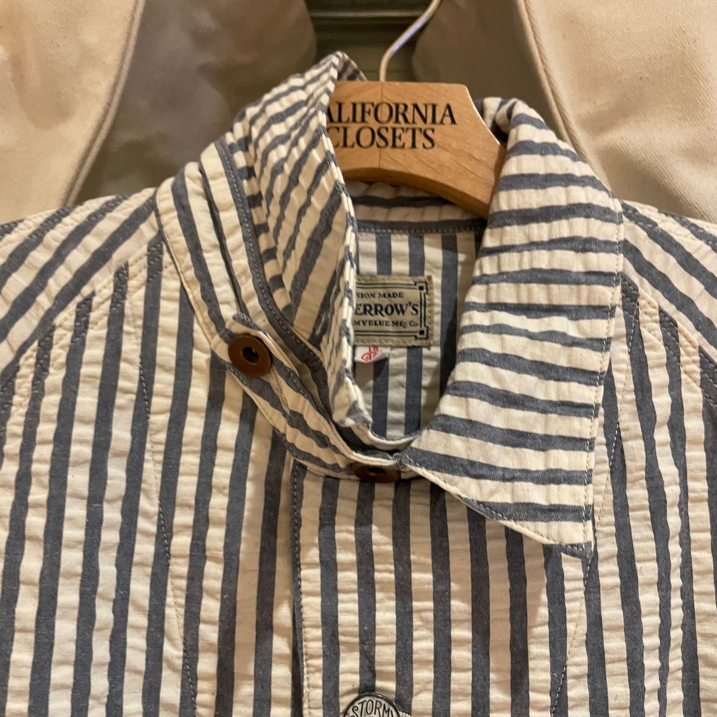 Hickory Stripe Seersucker Coverall Black/White