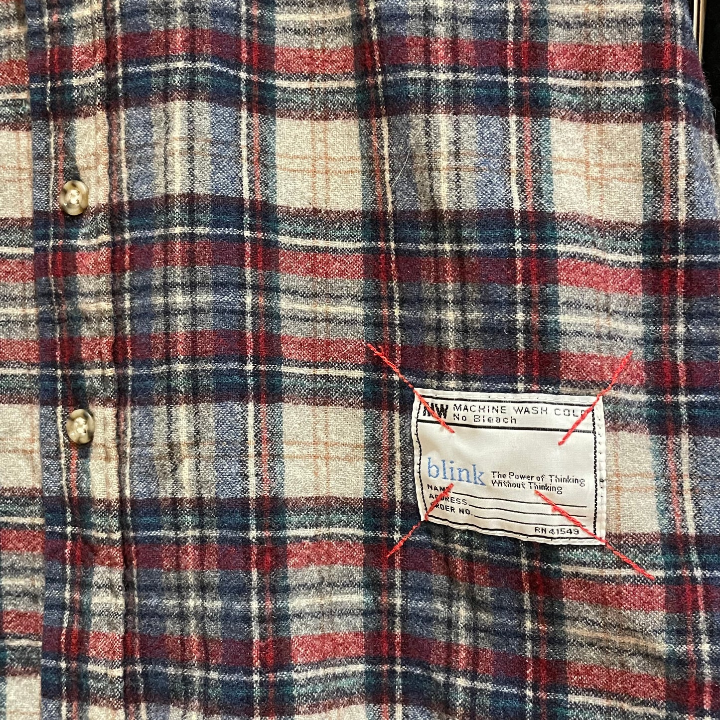 Remake Plaid Wool Shirt with Embroidery