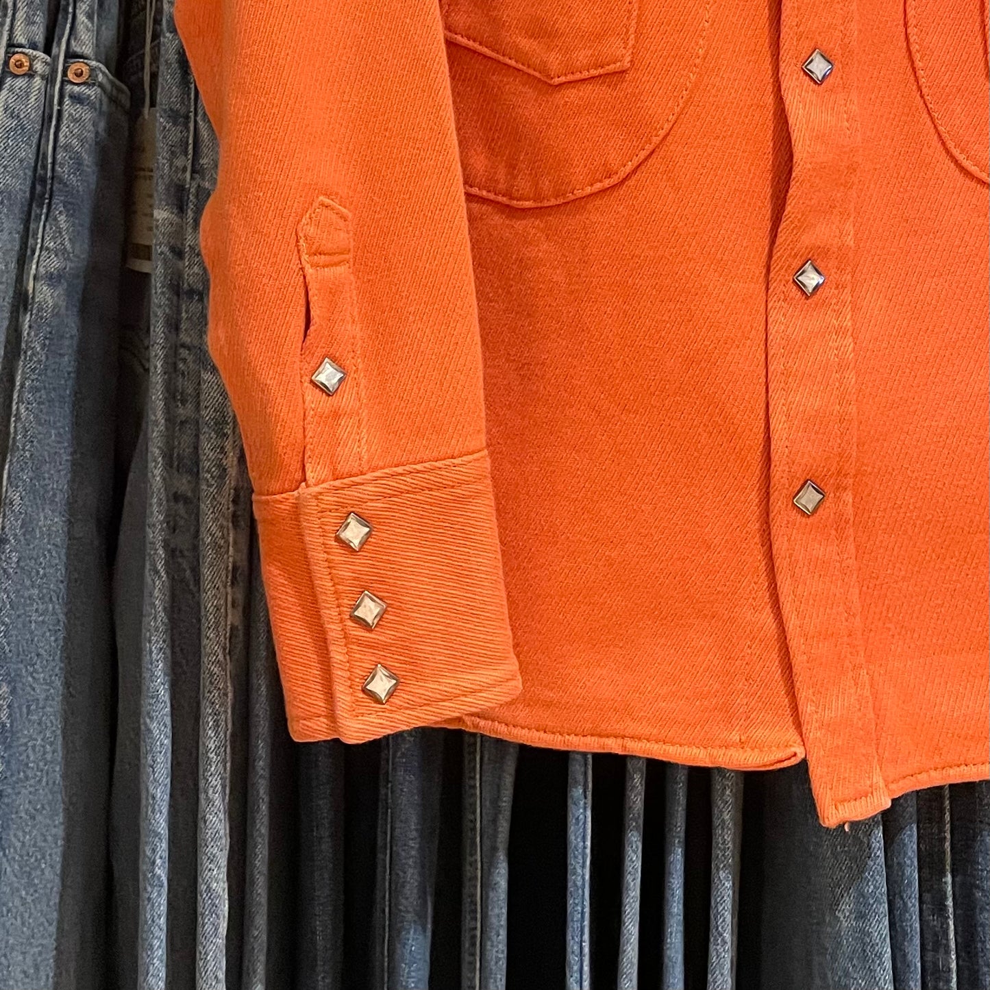 Diamond Snap Western Orange Shirt Jacket