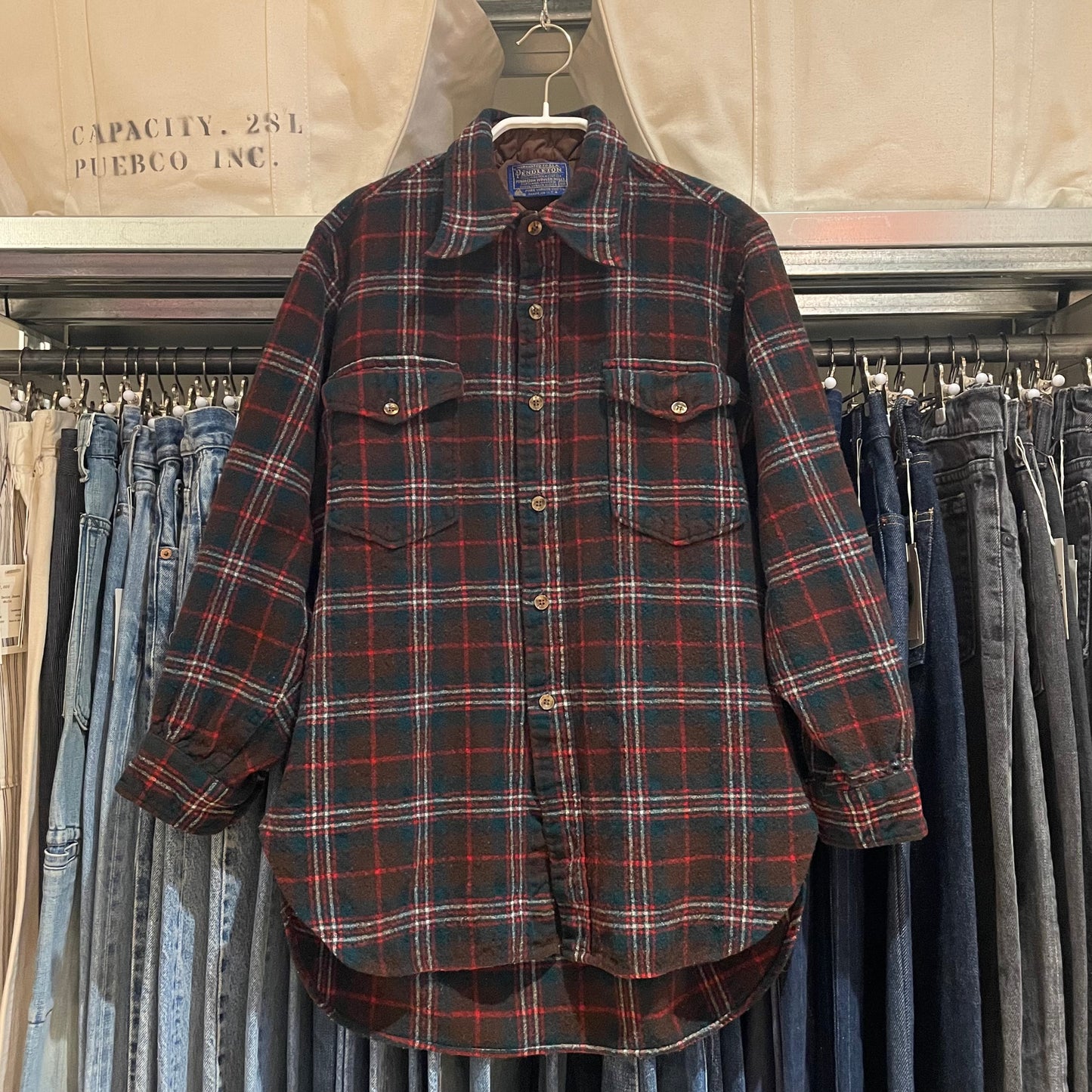 Plaid Virgin Wool Flannel Shirt Red