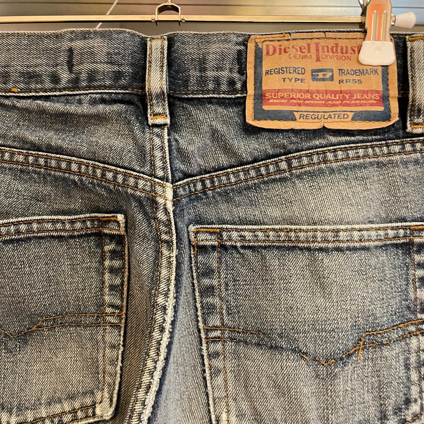 Light Wash Tapered Denim Jeans Italy