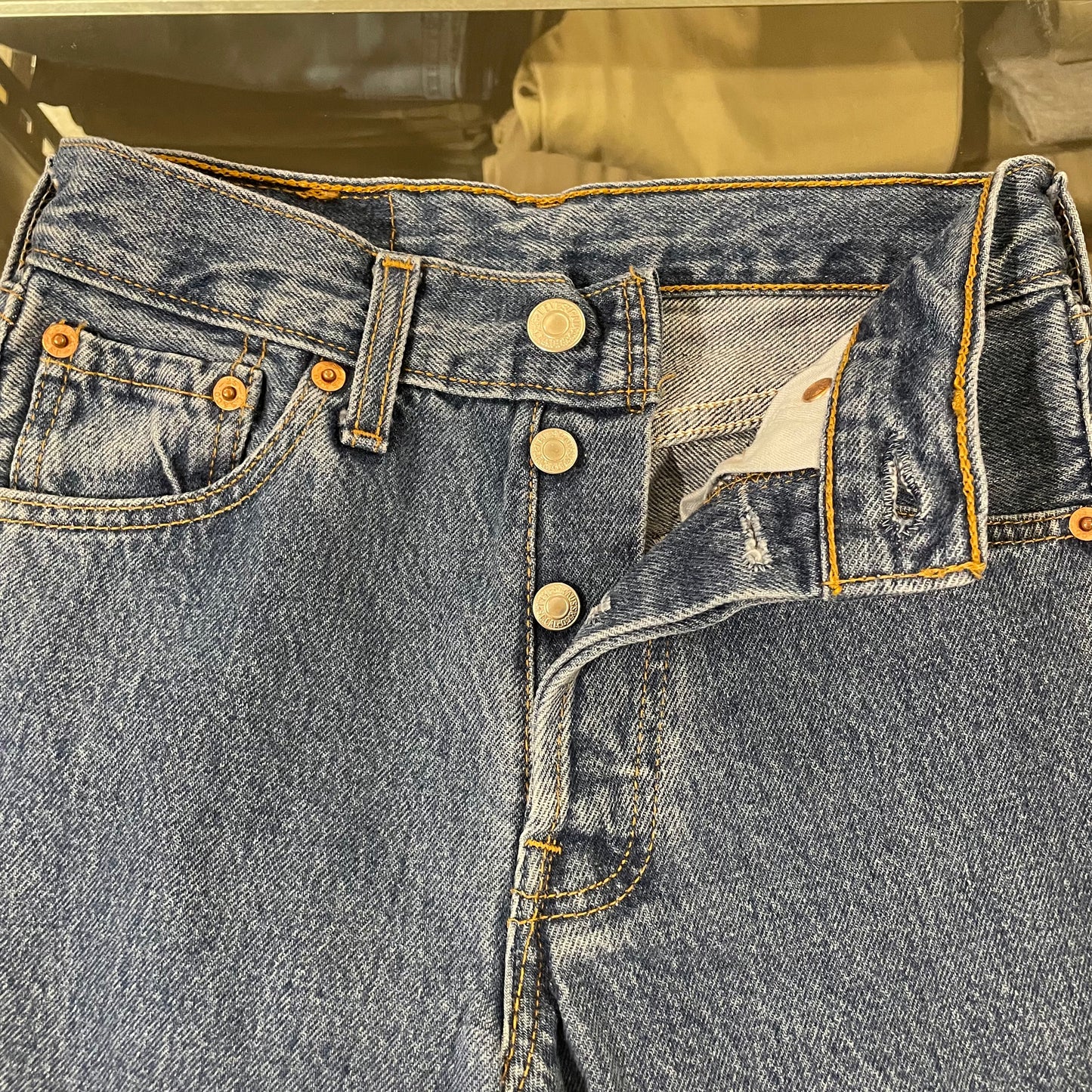 Blue 501 Button Fly Denim Jeans
