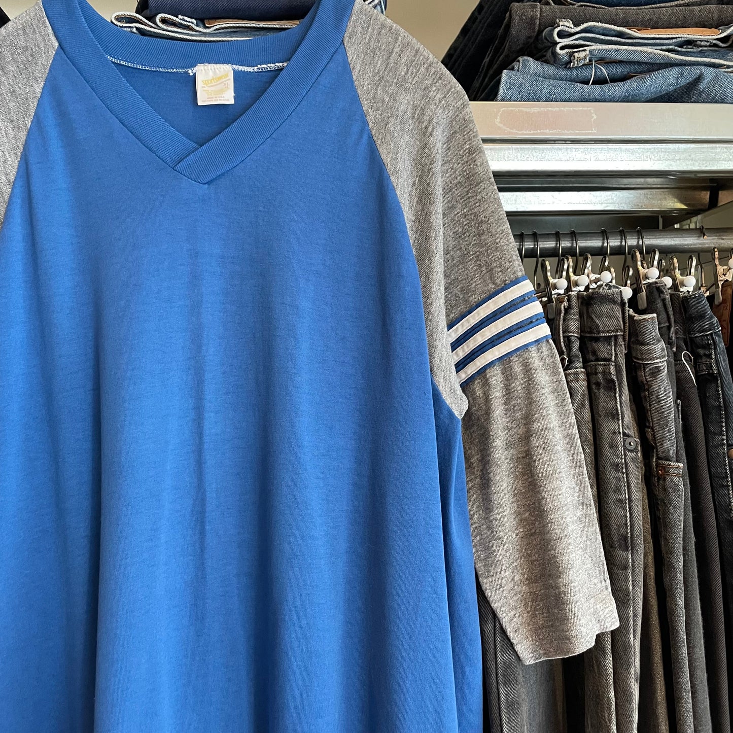 Raglan T-Shirt Blue Cotton