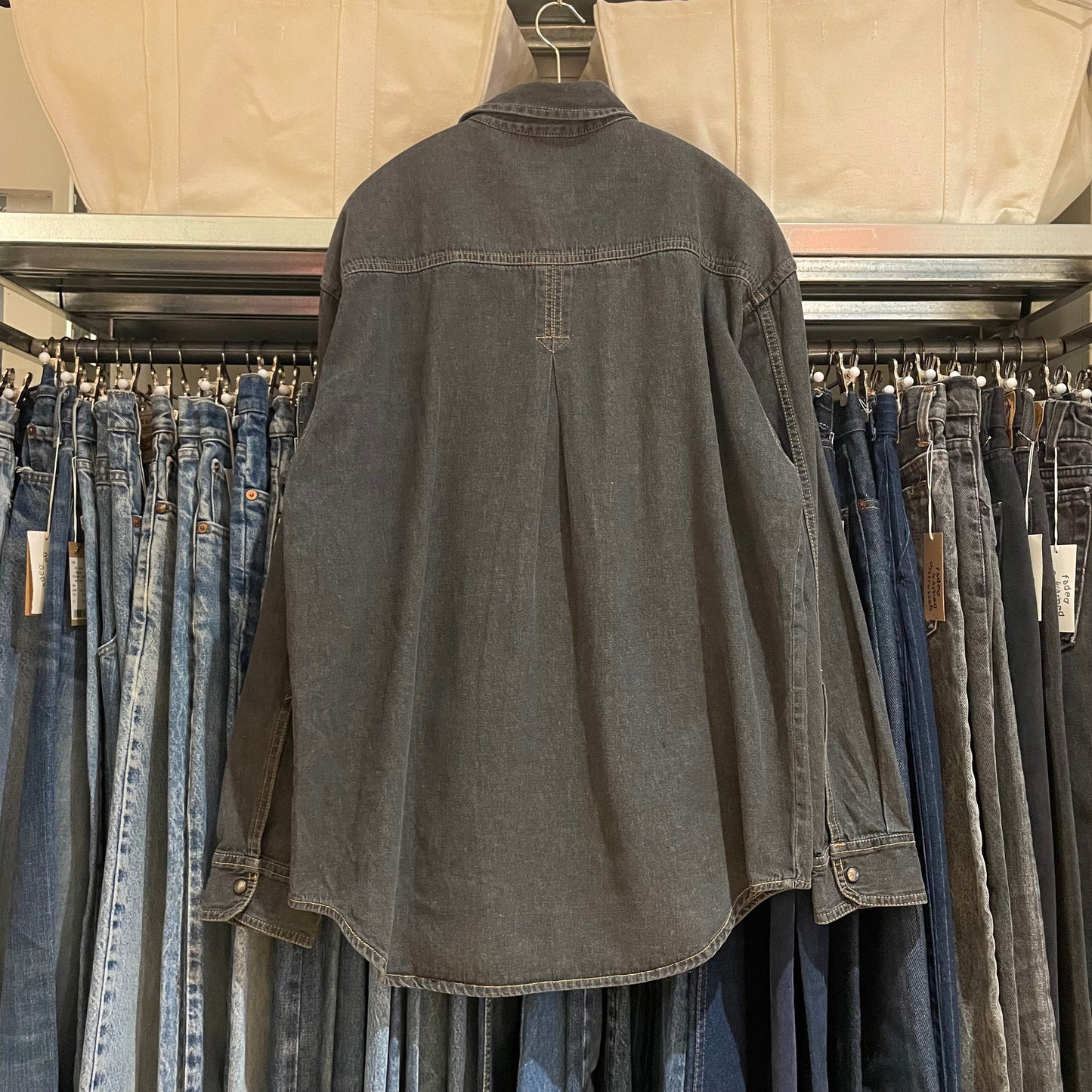 Workers Union Denim Shirt Charcoal