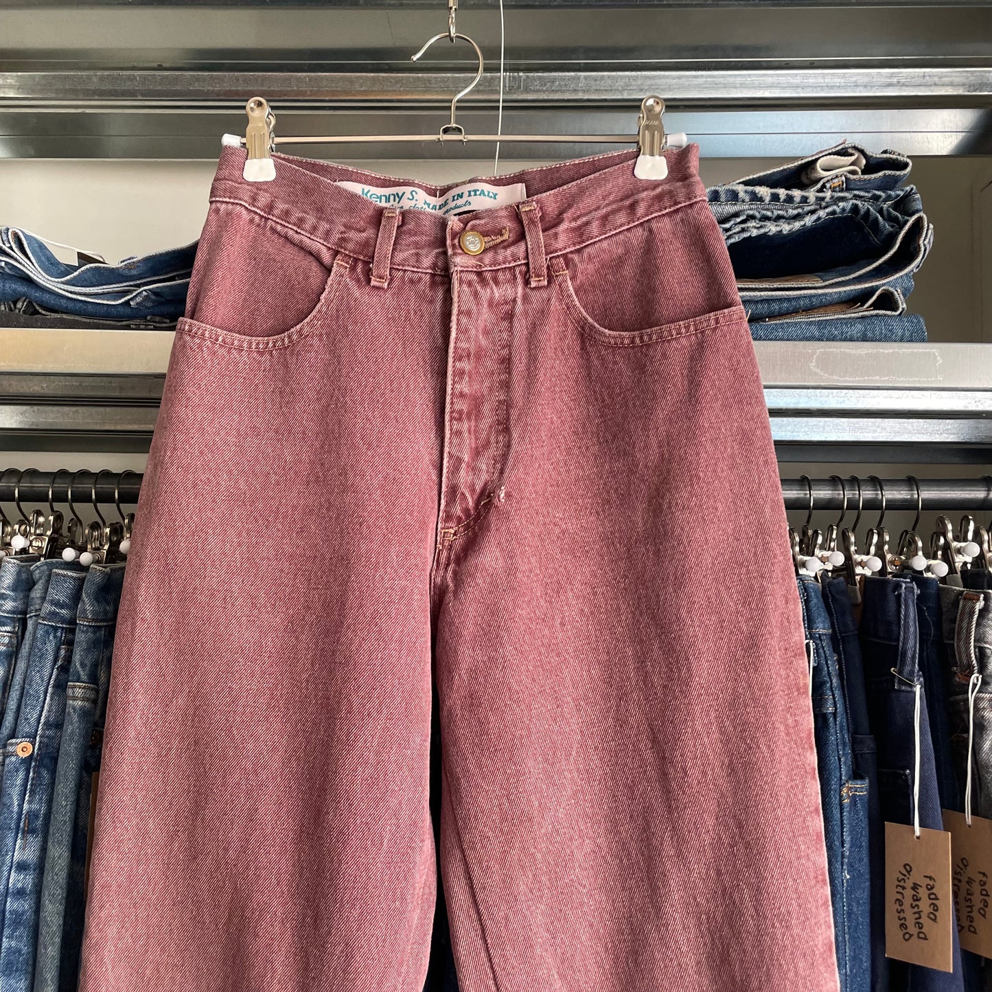 Burgundy Denim Pants Lampo Zip