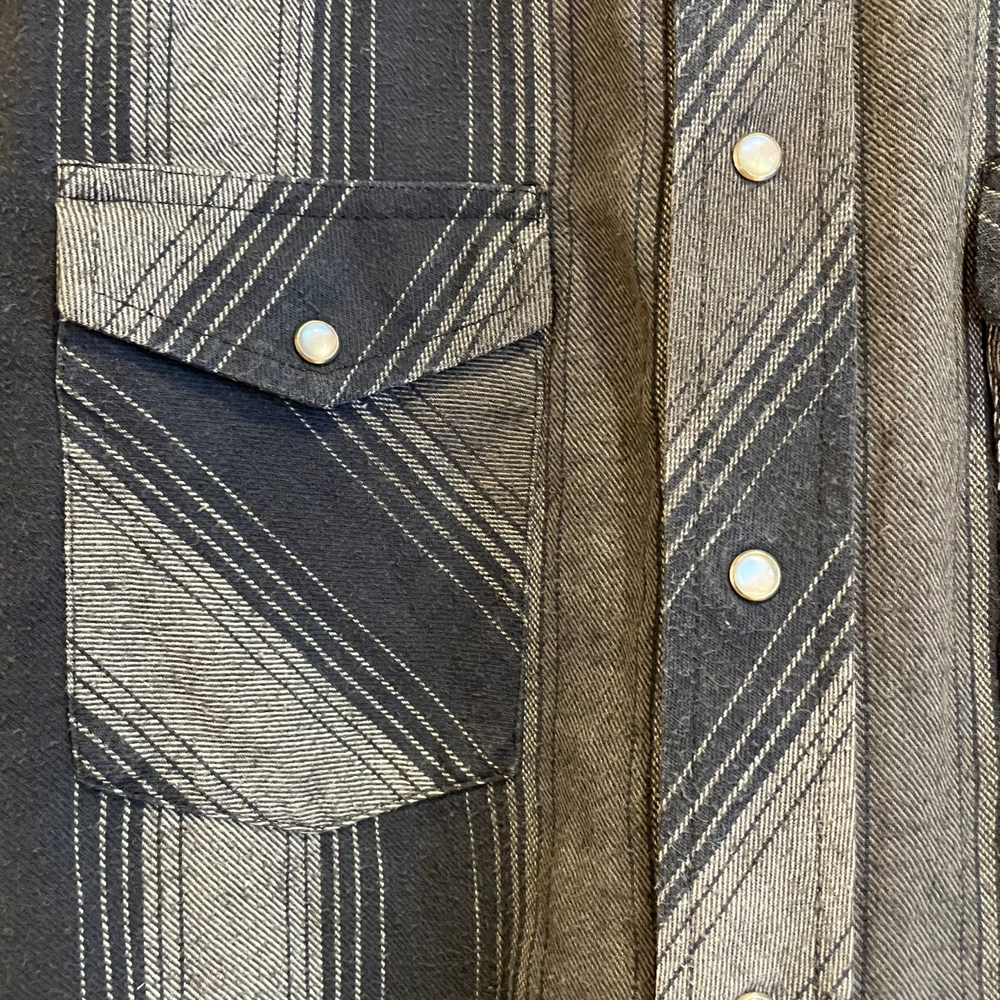 Gray Blue Striped Western Shirt