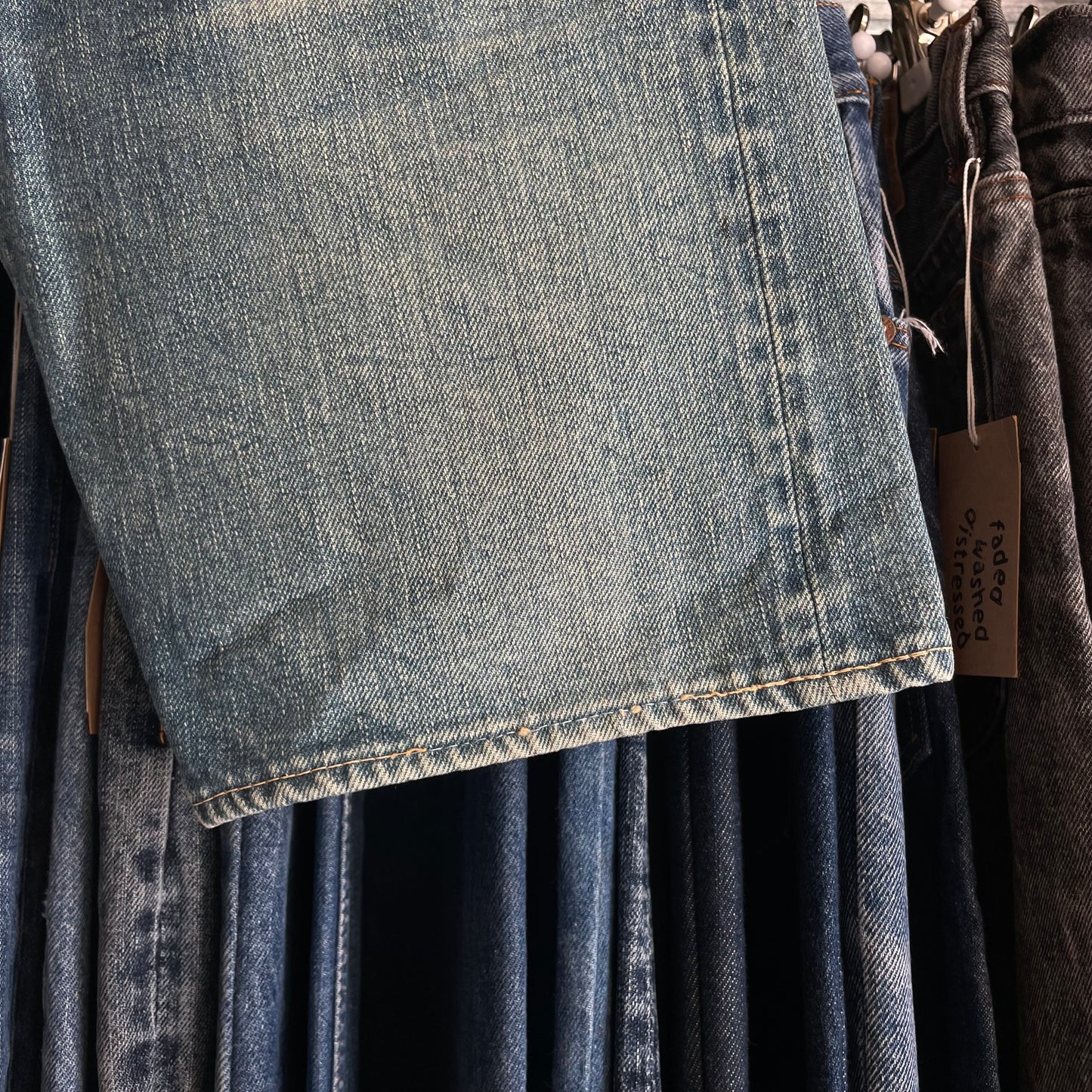 Faded Washed Denim Shorts