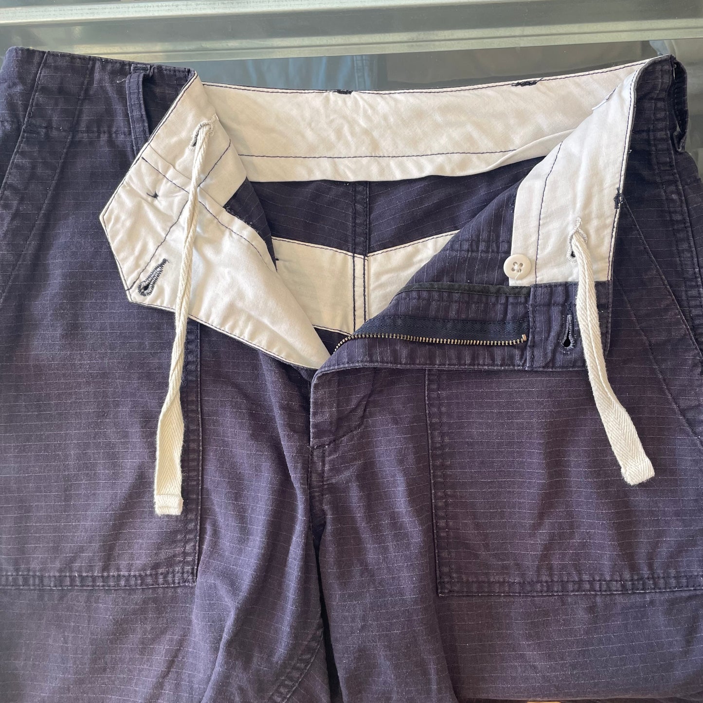 EG Navy Cotton Shorts Talon Zip