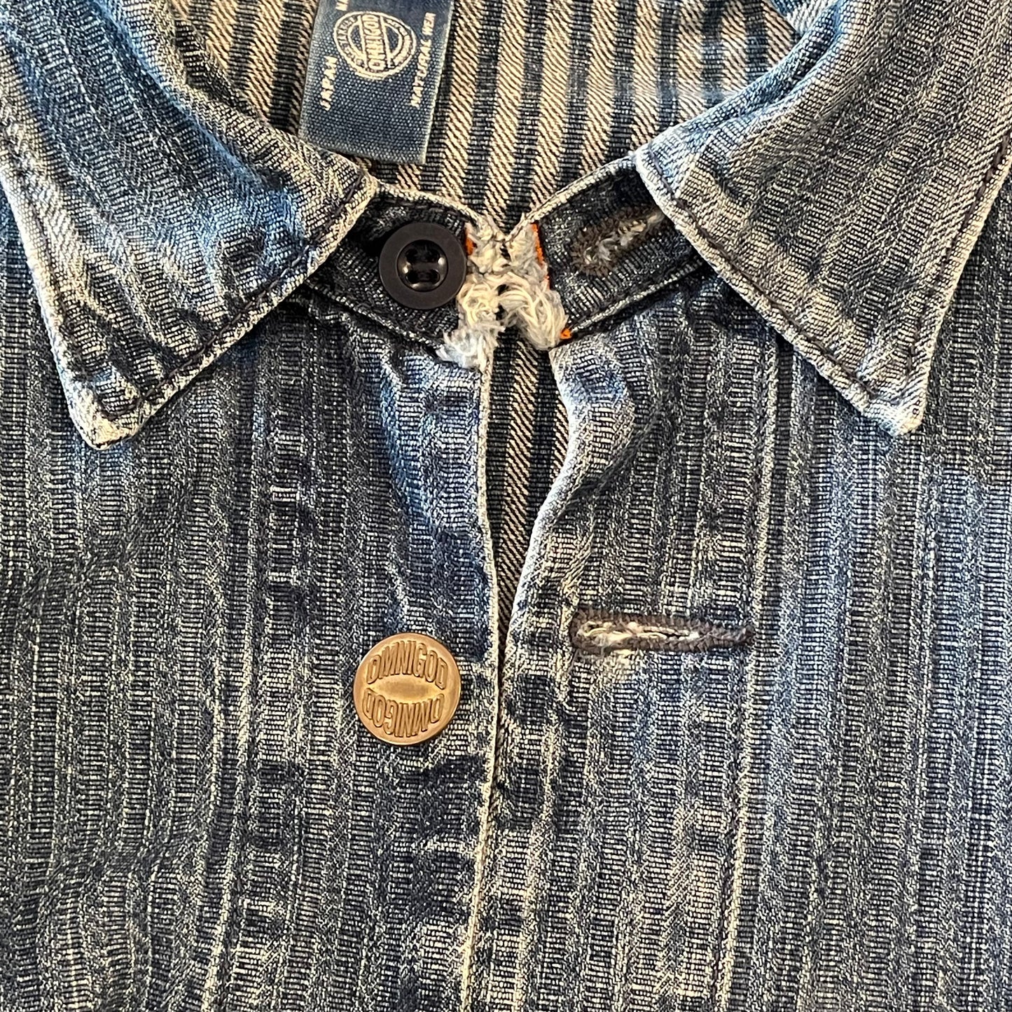 Work Jacket Denim Faded Washed Distressed