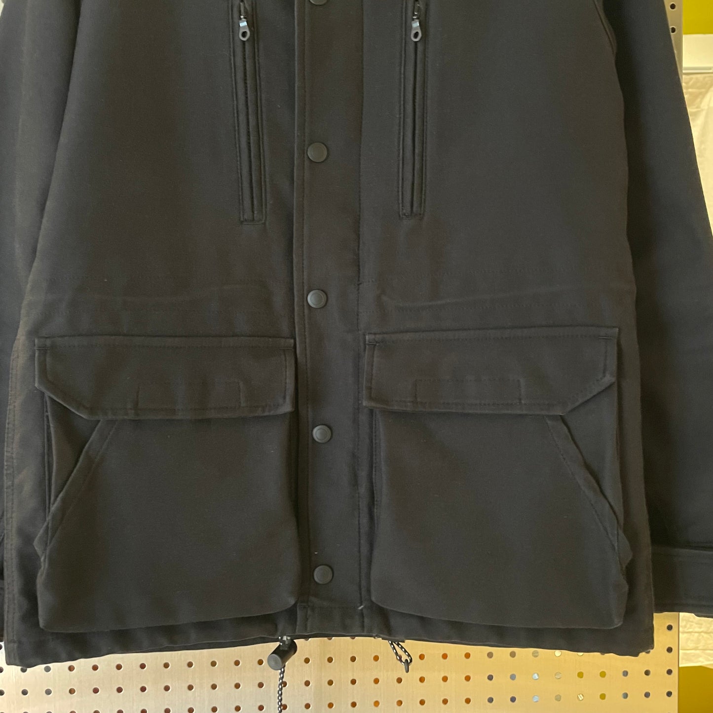 Black Cotton-Wool Hooded Utility Jacket