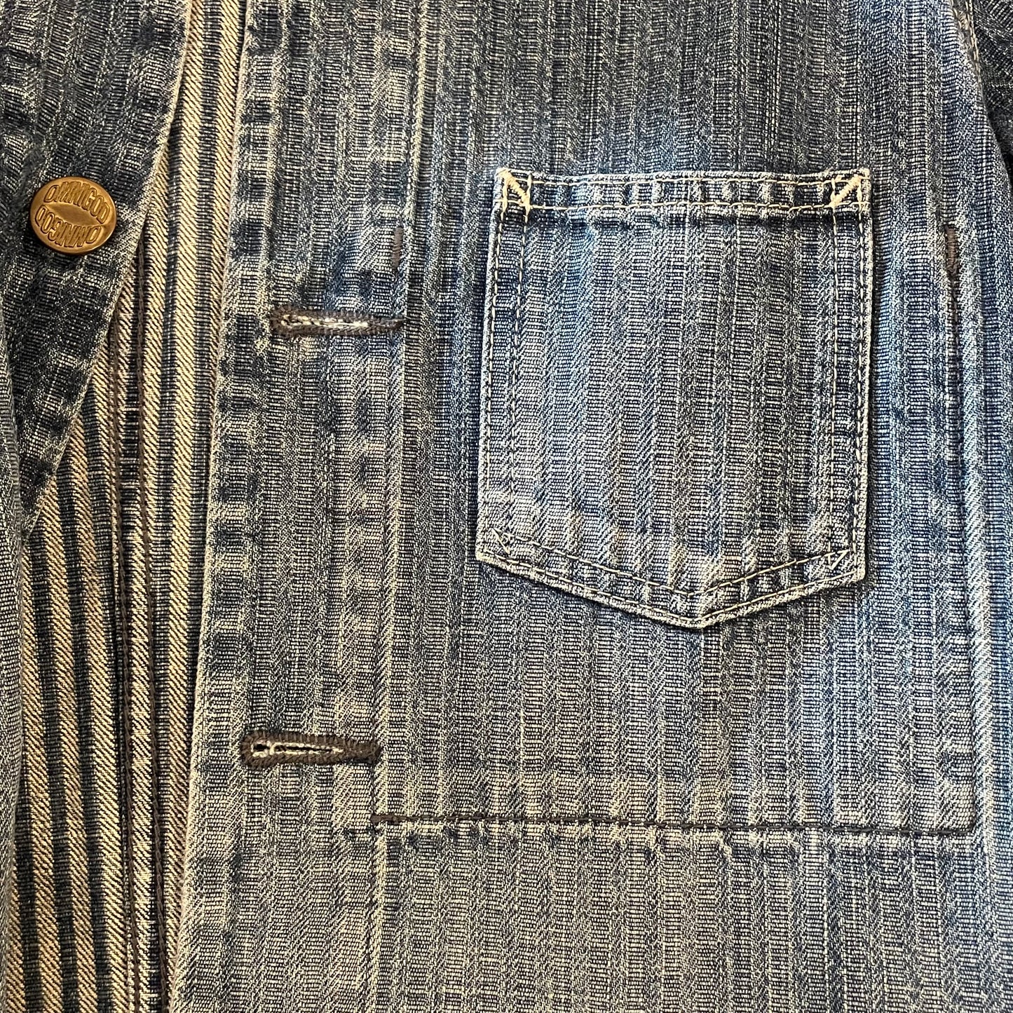 Work Jacket Denim Faded Washed Distressed