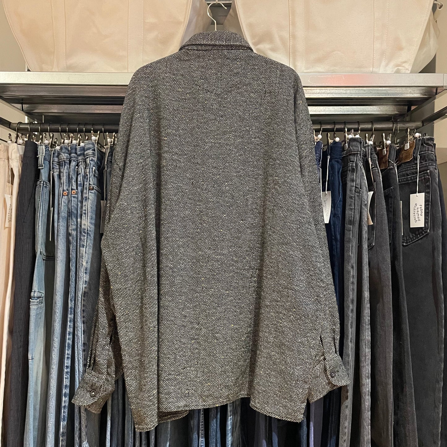Textured Wool Shirt Jacket Gray
