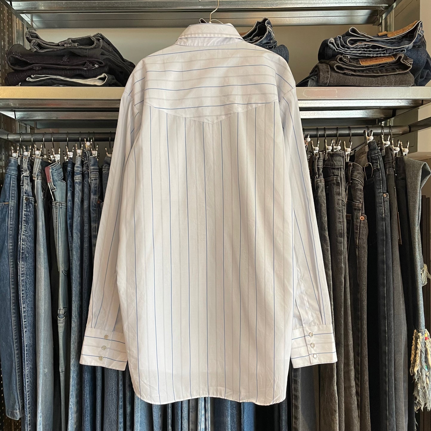Striped Western Shirt White