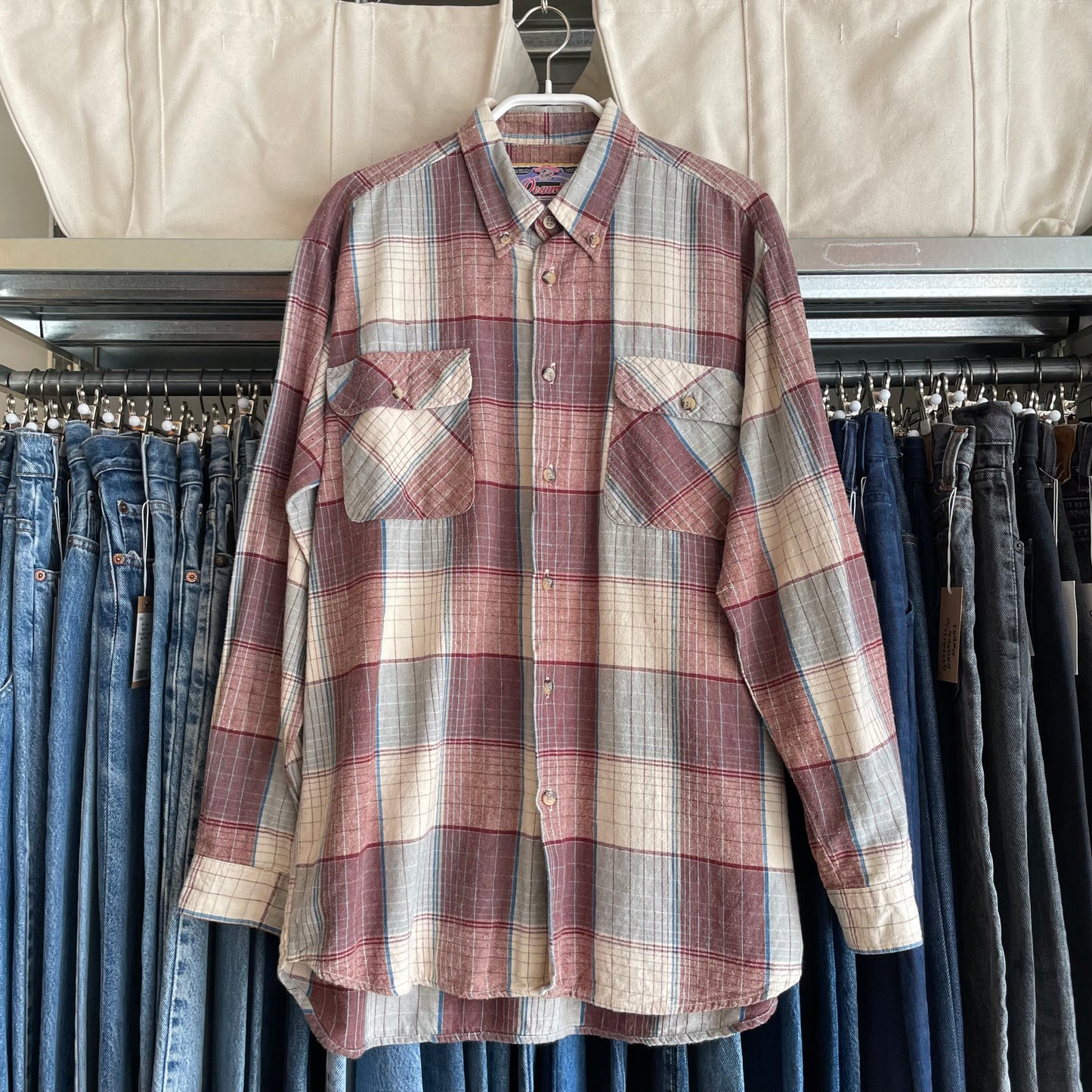 Plaid Flap Pocket Shirt Maroon