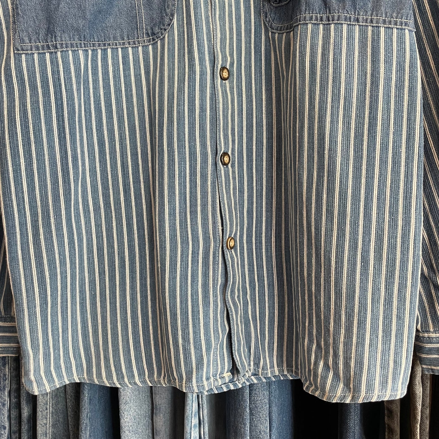 Striped Utility Shirt Blue Cotton