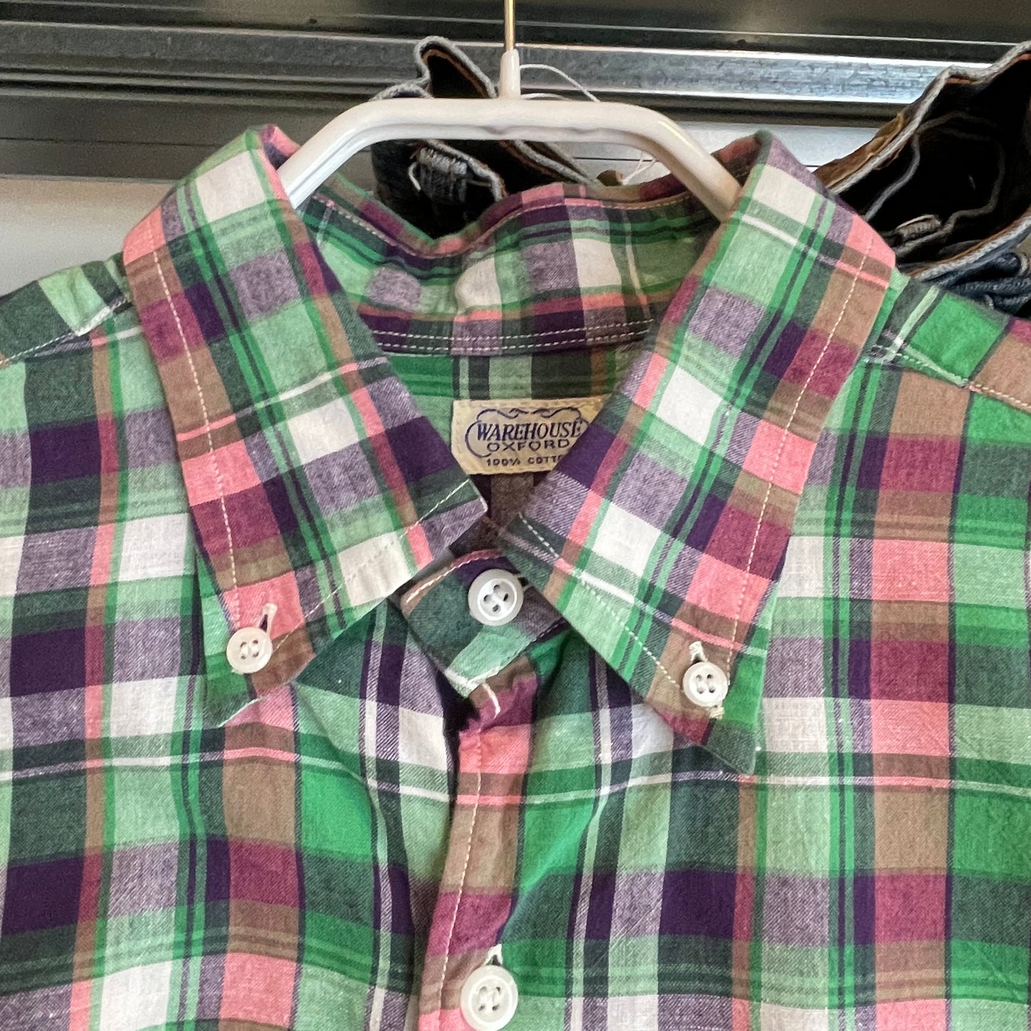 Plaid Button Down Shirt Multi Cotton