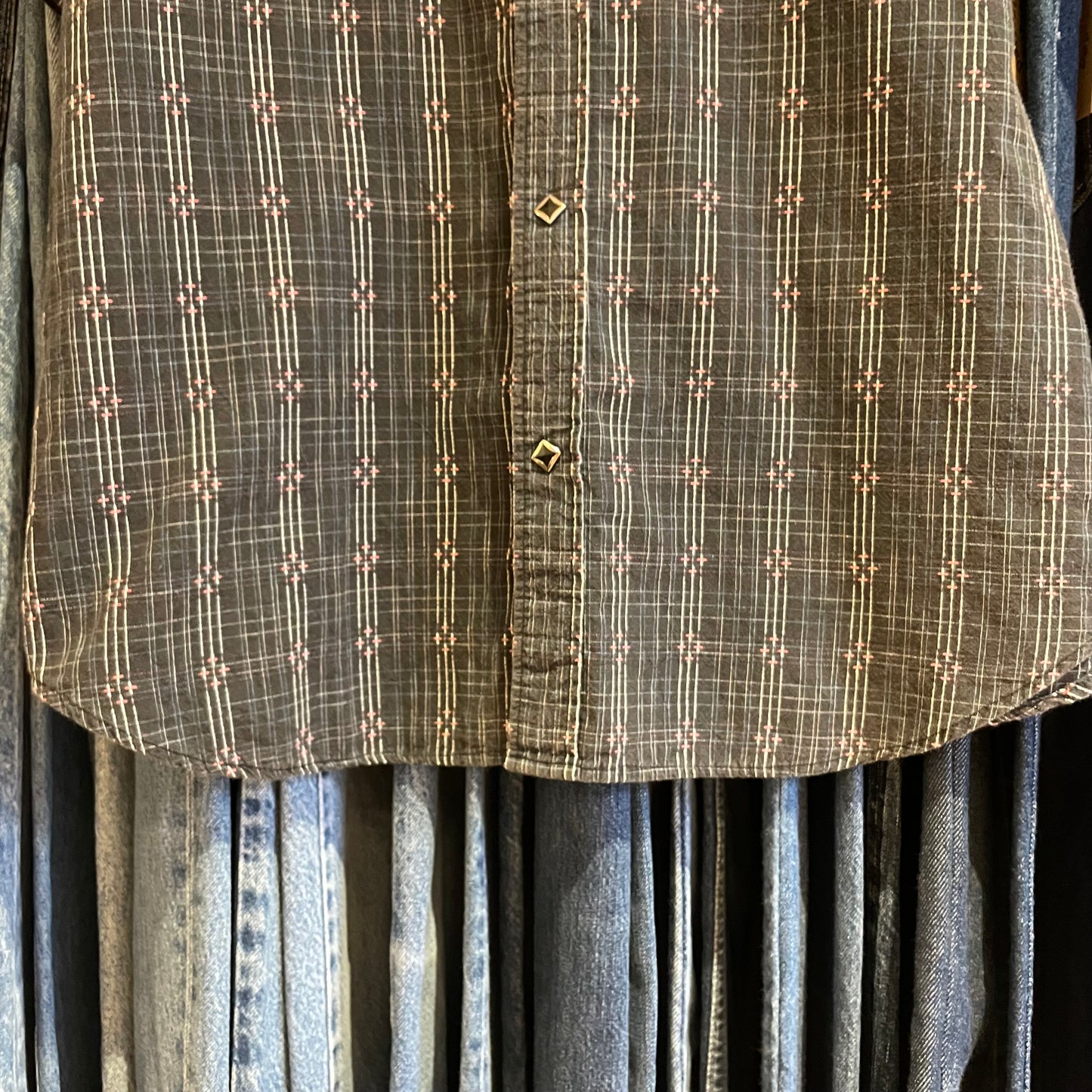 Plaid Western Shirt Black Short Sleeve