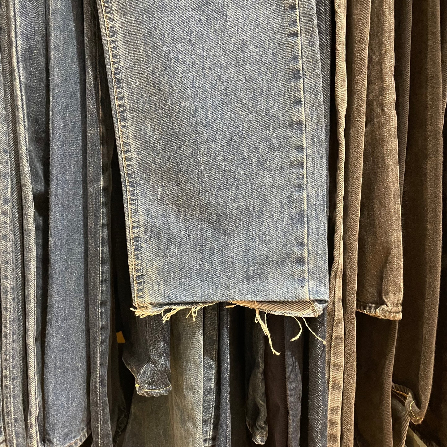 Ring Spun Jeans Mid Wash Blue Cut Off Ideal Zip