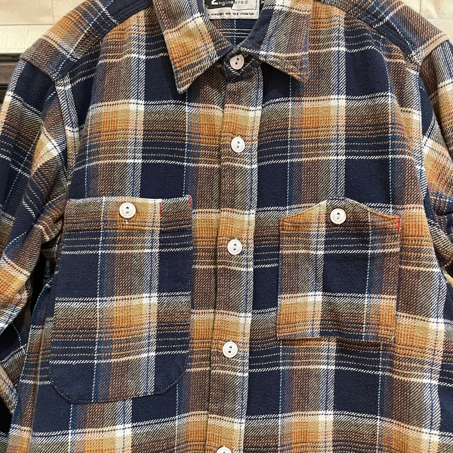 Navy/Mustard Flannel Shirt w/ Cigarette Pocket