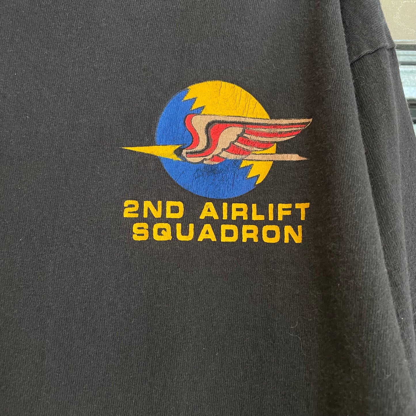 2nd Airlift Squadron L/S T-Shirt Black Cotton