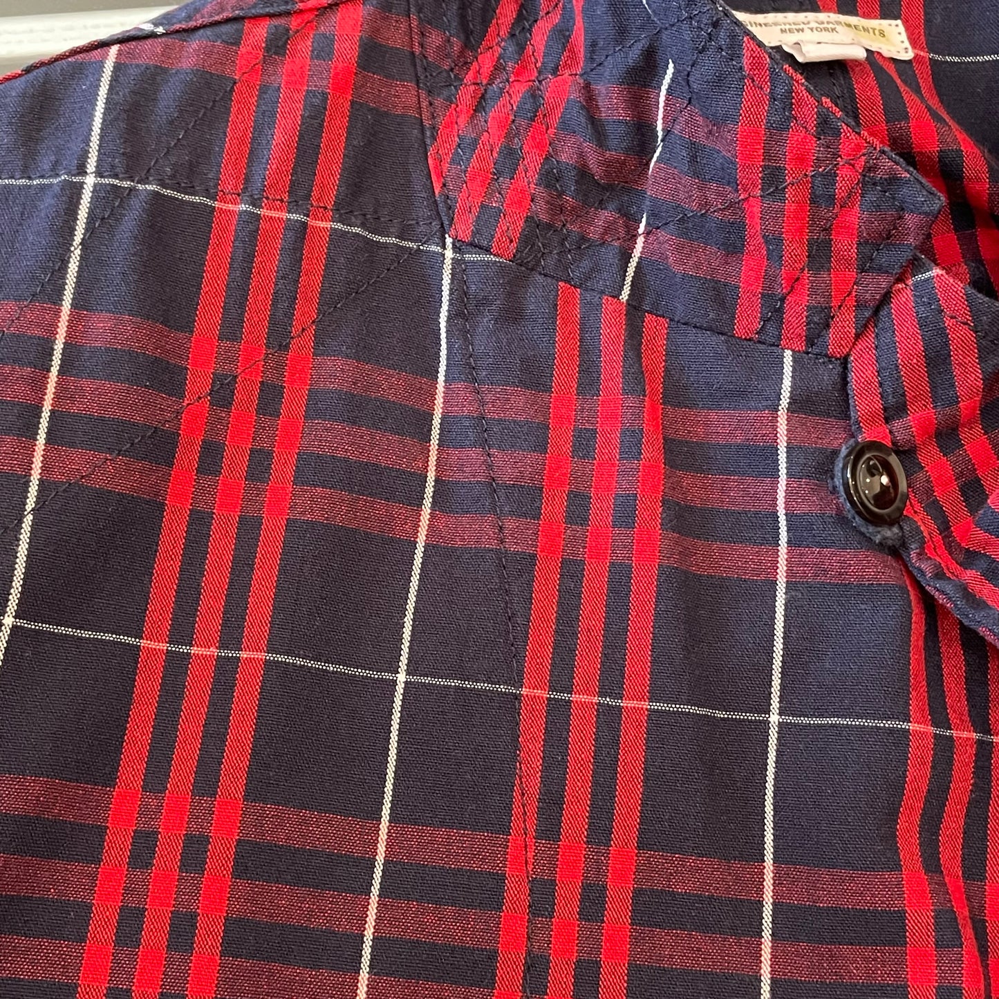 Plaid Coverall Jacket Red Navy