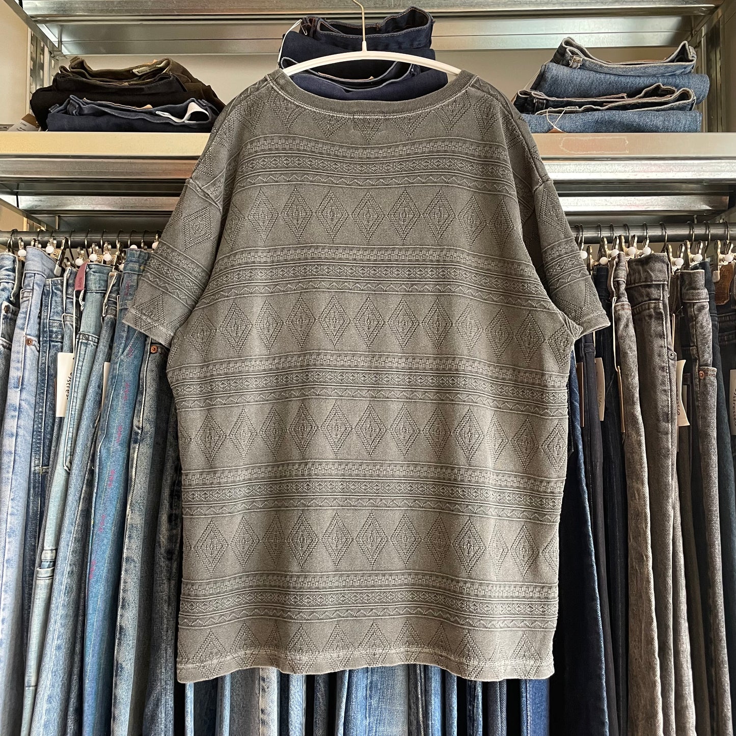 Diamond Jacquard Pocket Tee Black