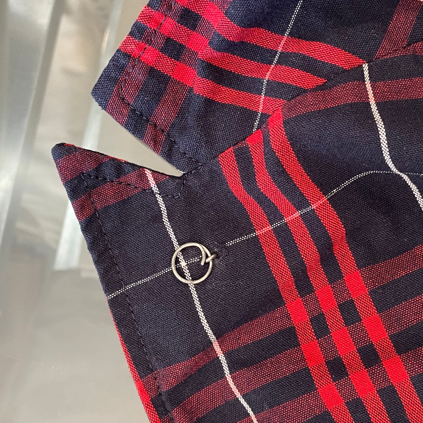 Plaid Coverall Jacket Red Navy