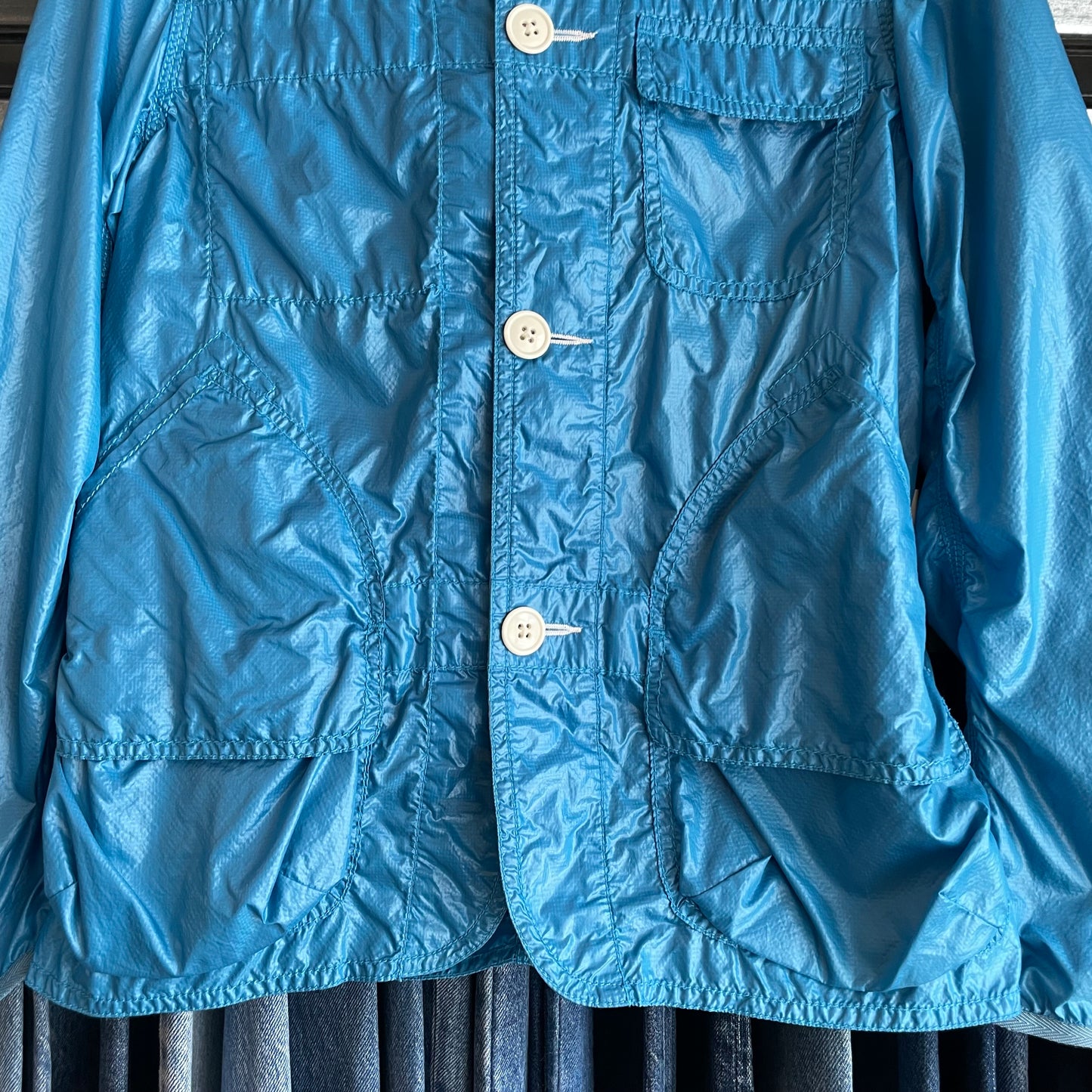Lightweight Hooded Nylon Jacket Blue Pertex