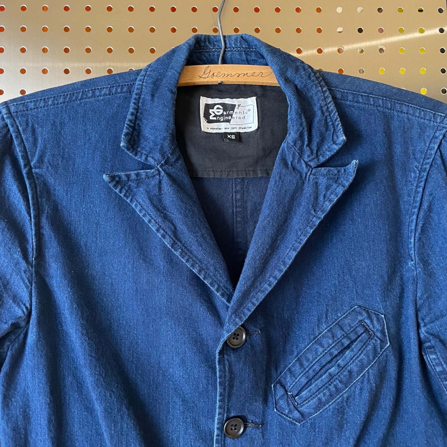 Indigo Faded Denim Workwear Blazer