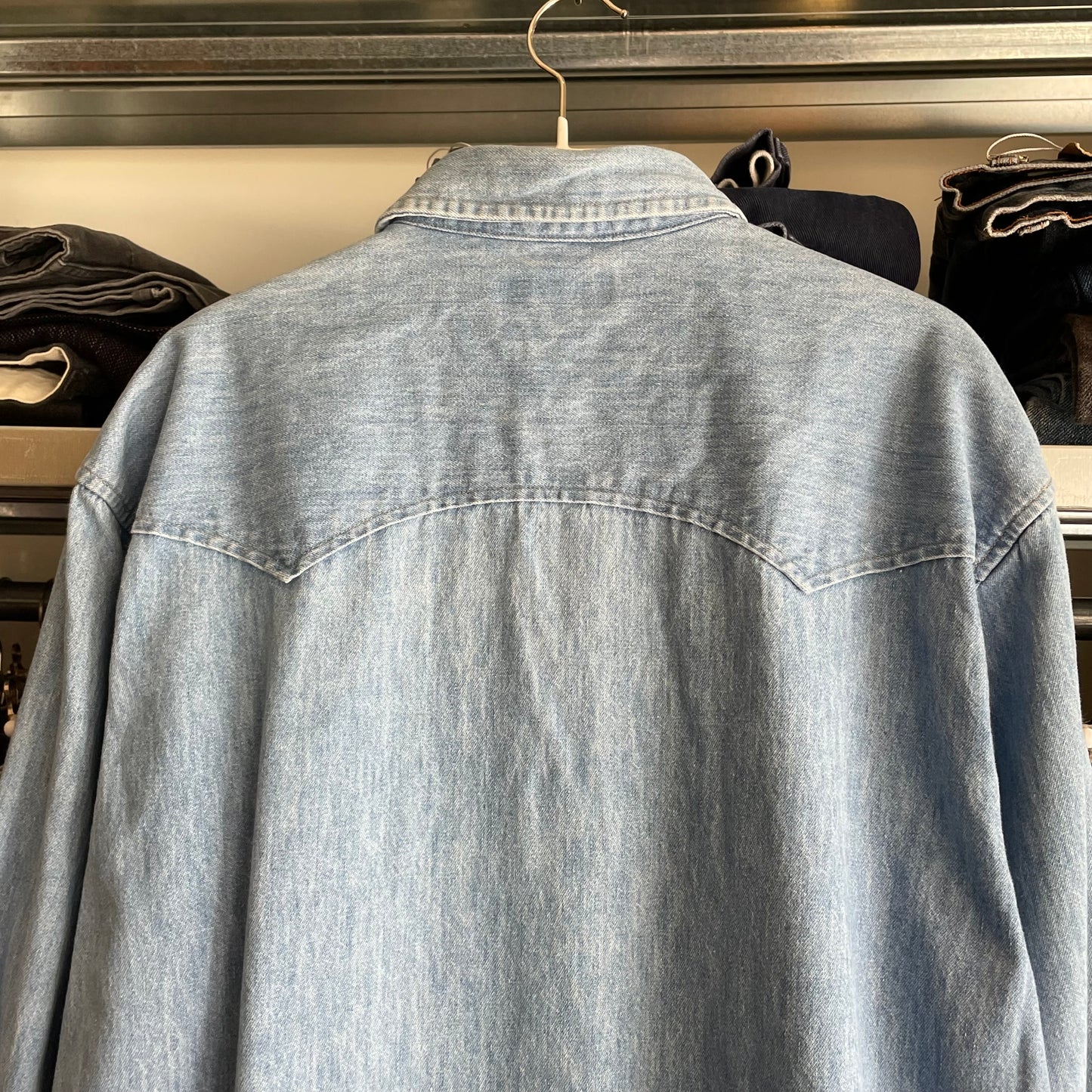 Snap Western Denim Shirt Blue