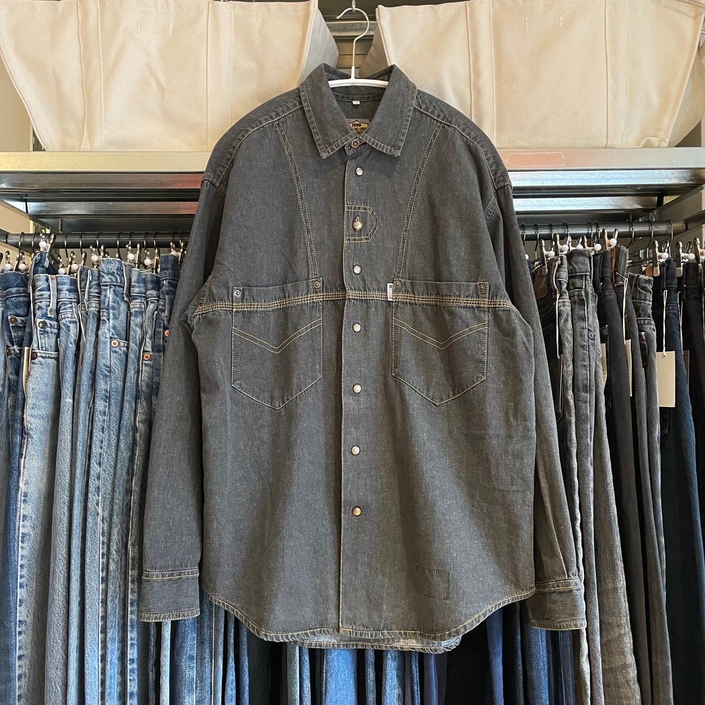 Workers Union Denim Shirt Charcoal