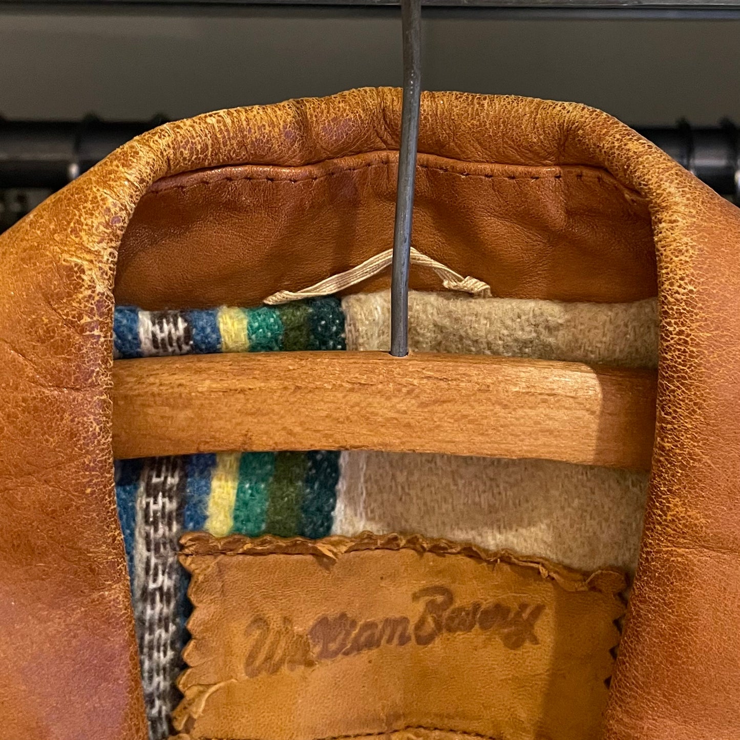 Brown Leather Jacket Wool-Lined Talon Zip