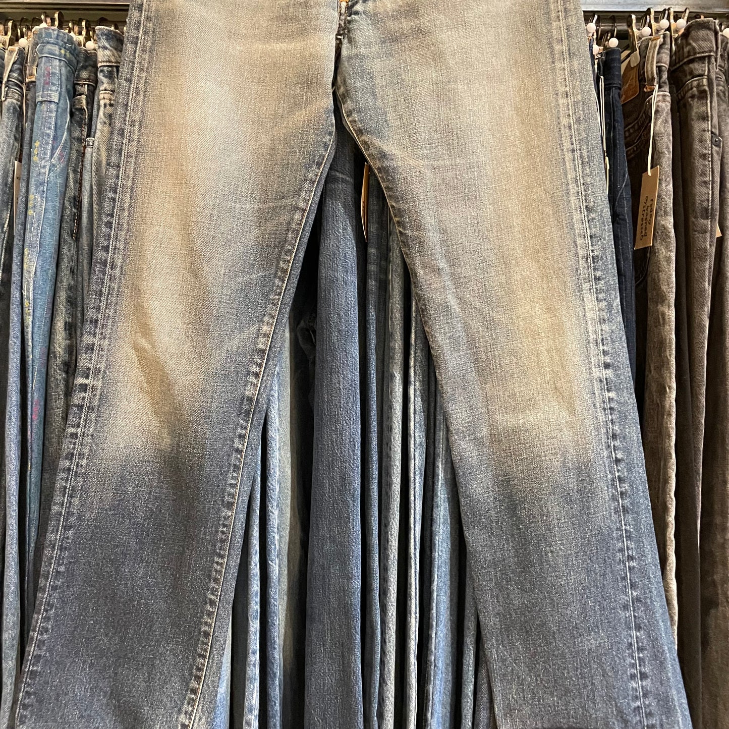 Light Wash Tapered Denim Jeans Italy