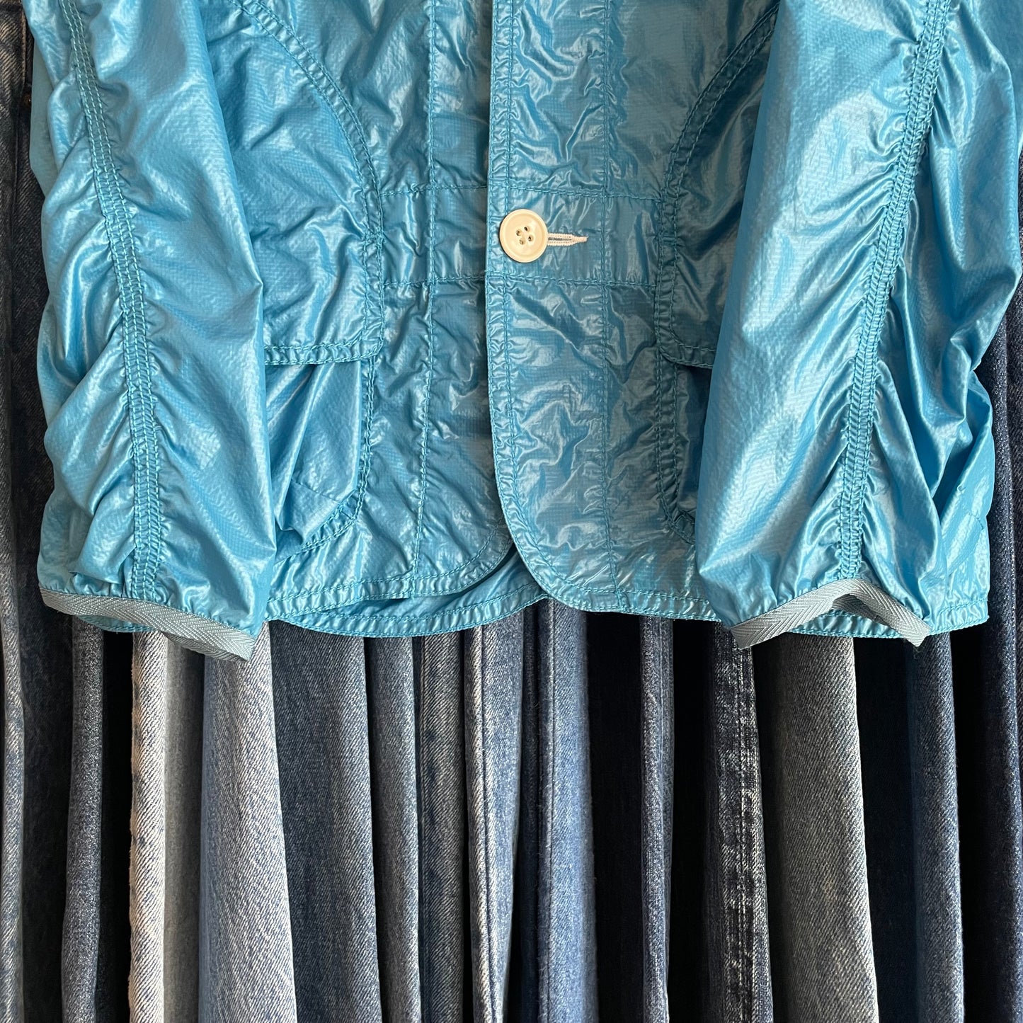 Lightweight Hooded Nylon Jacket Blue Pertex