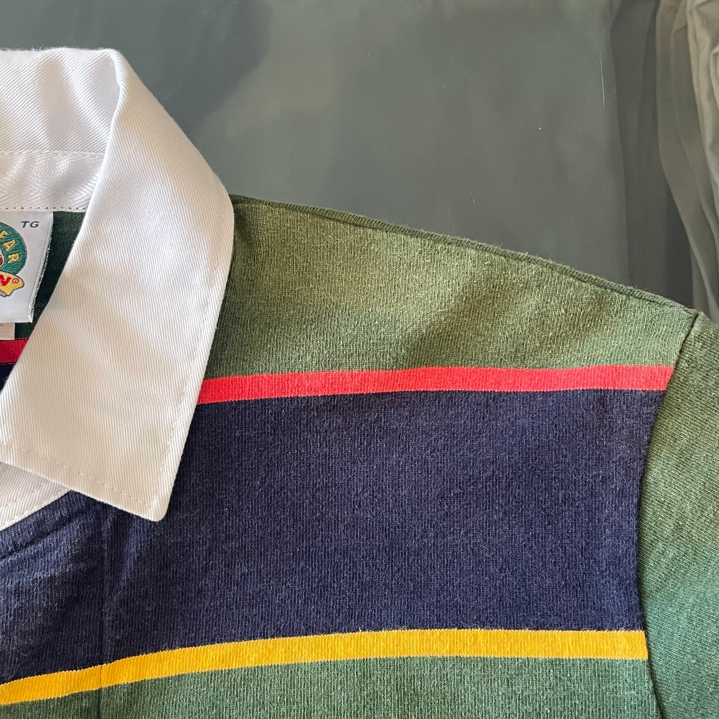 Multi Stripe Rugby Shirt White Collar