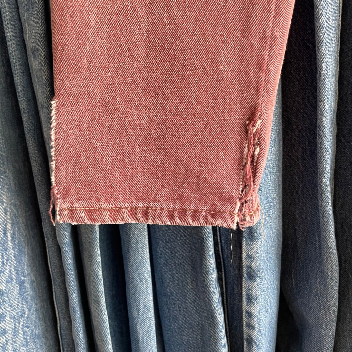 Burgundy Denim Pants Lampo Zip