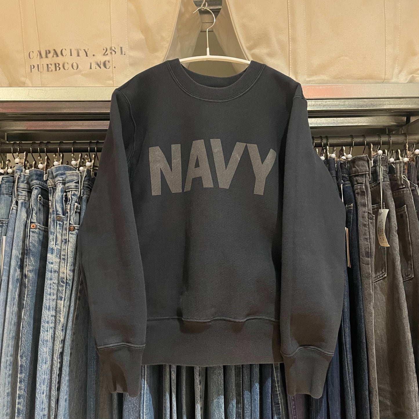 Navy Block Letter Sweatshirt