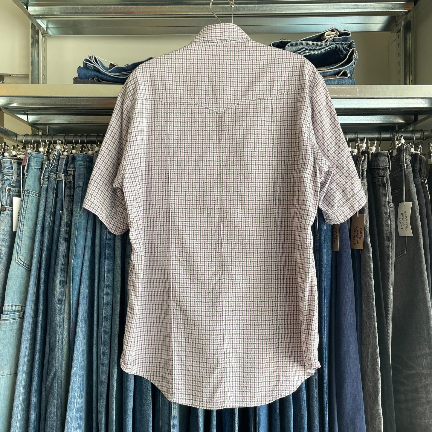 Western Shirt Short Sleeve Pink Green
