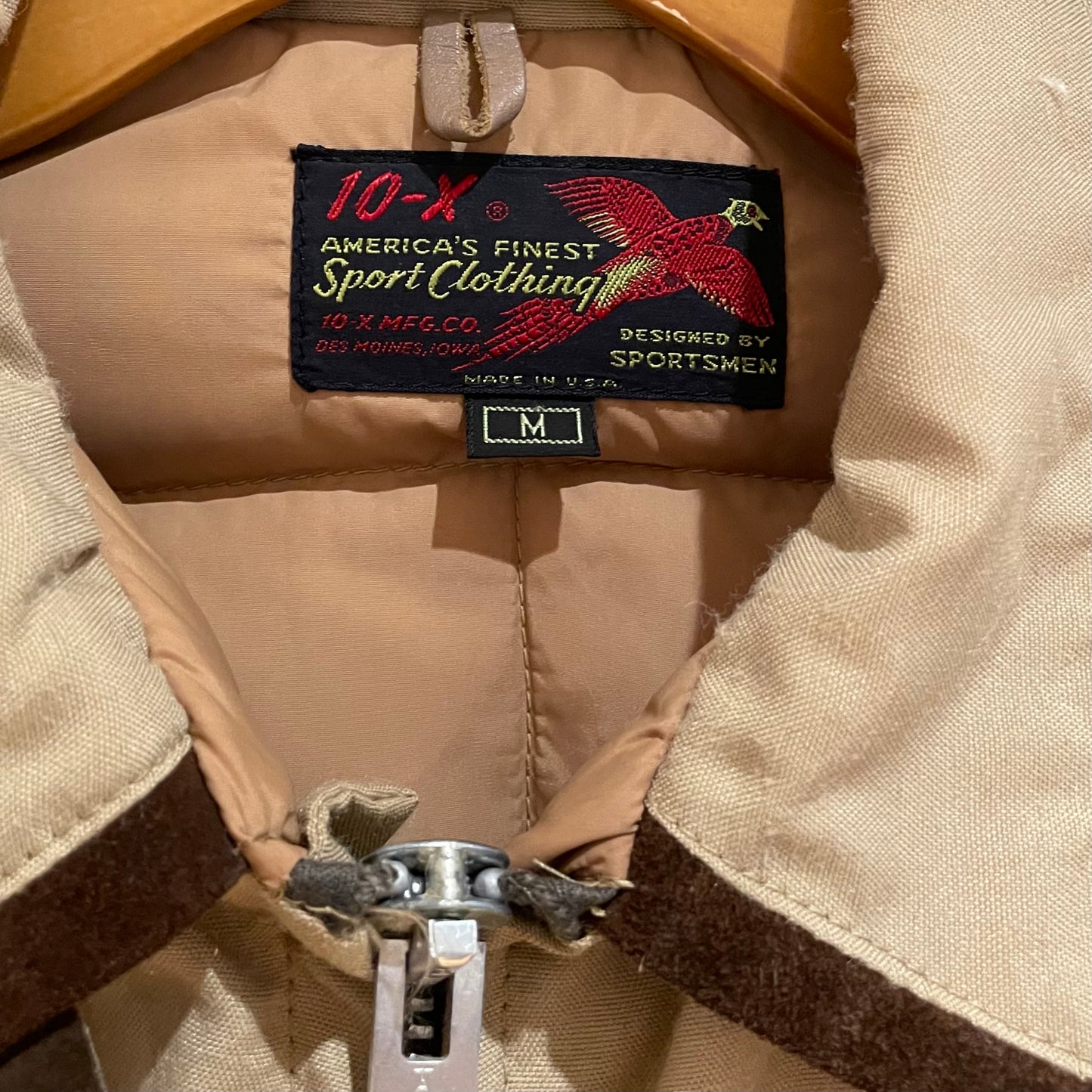 Suede Trim Padded Utility Jacket Beige Talon Zip