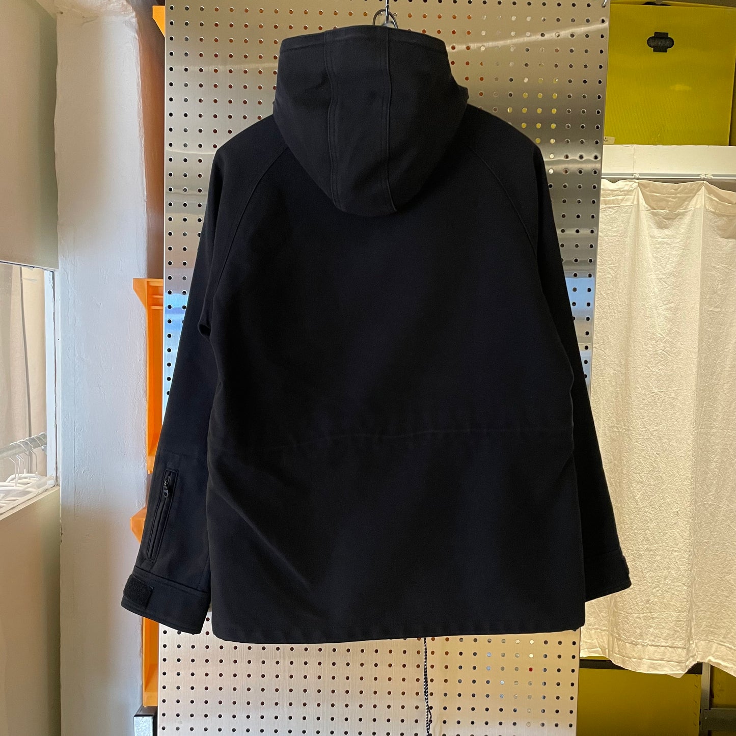 Black Cotton-Wool Hooded Utility Jacket