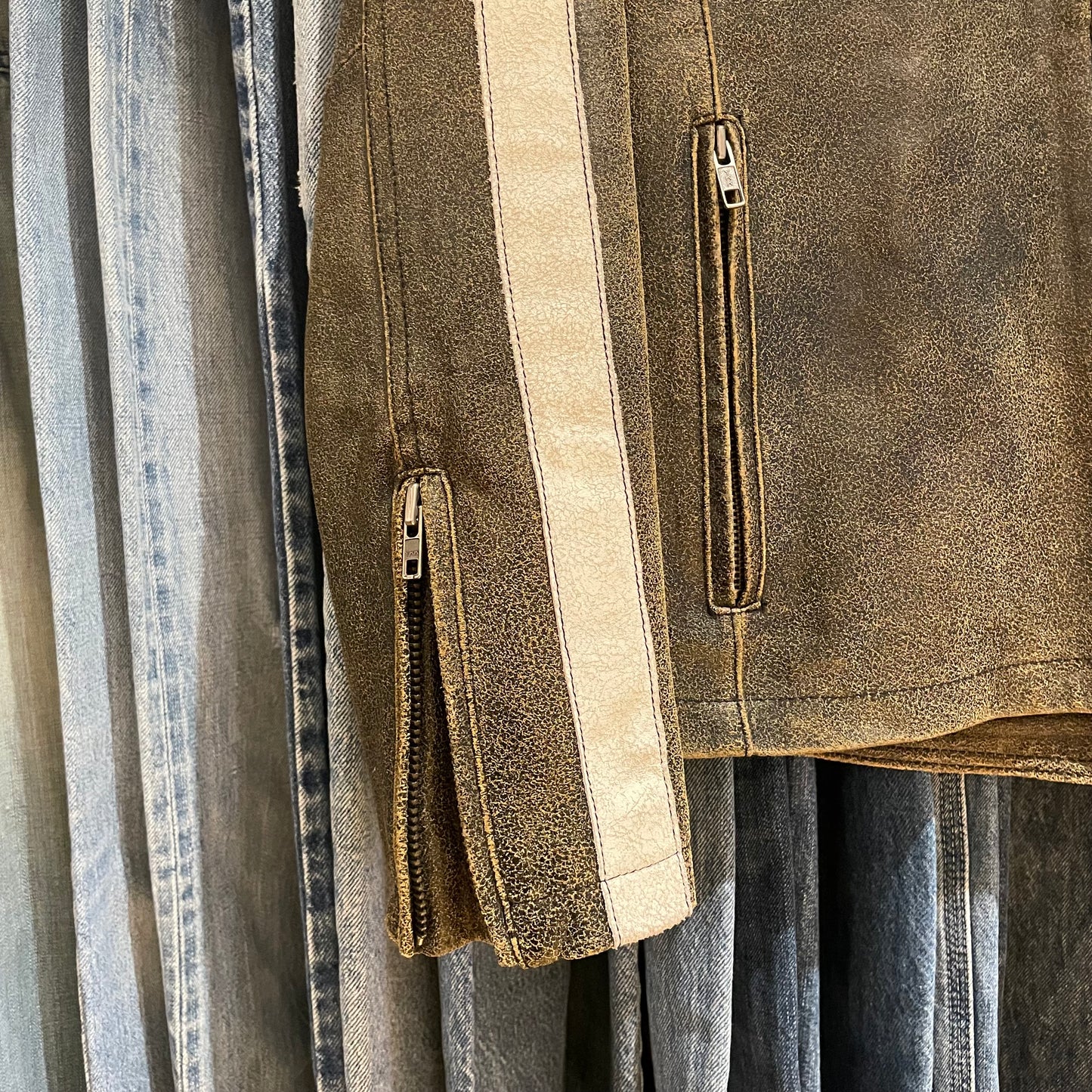 Distressed Leather Jacket Brown