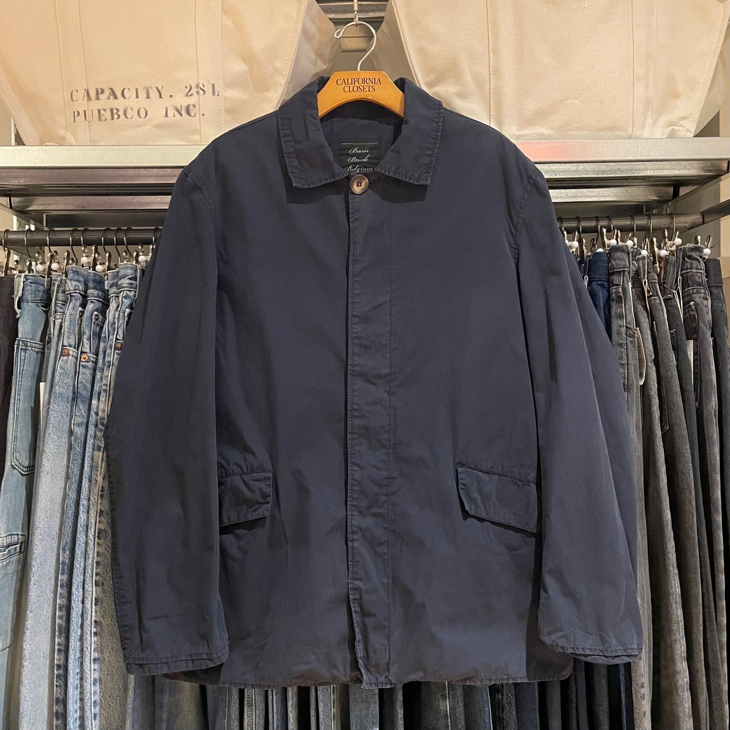 Single Collar Cotton Jacket Washed Navy