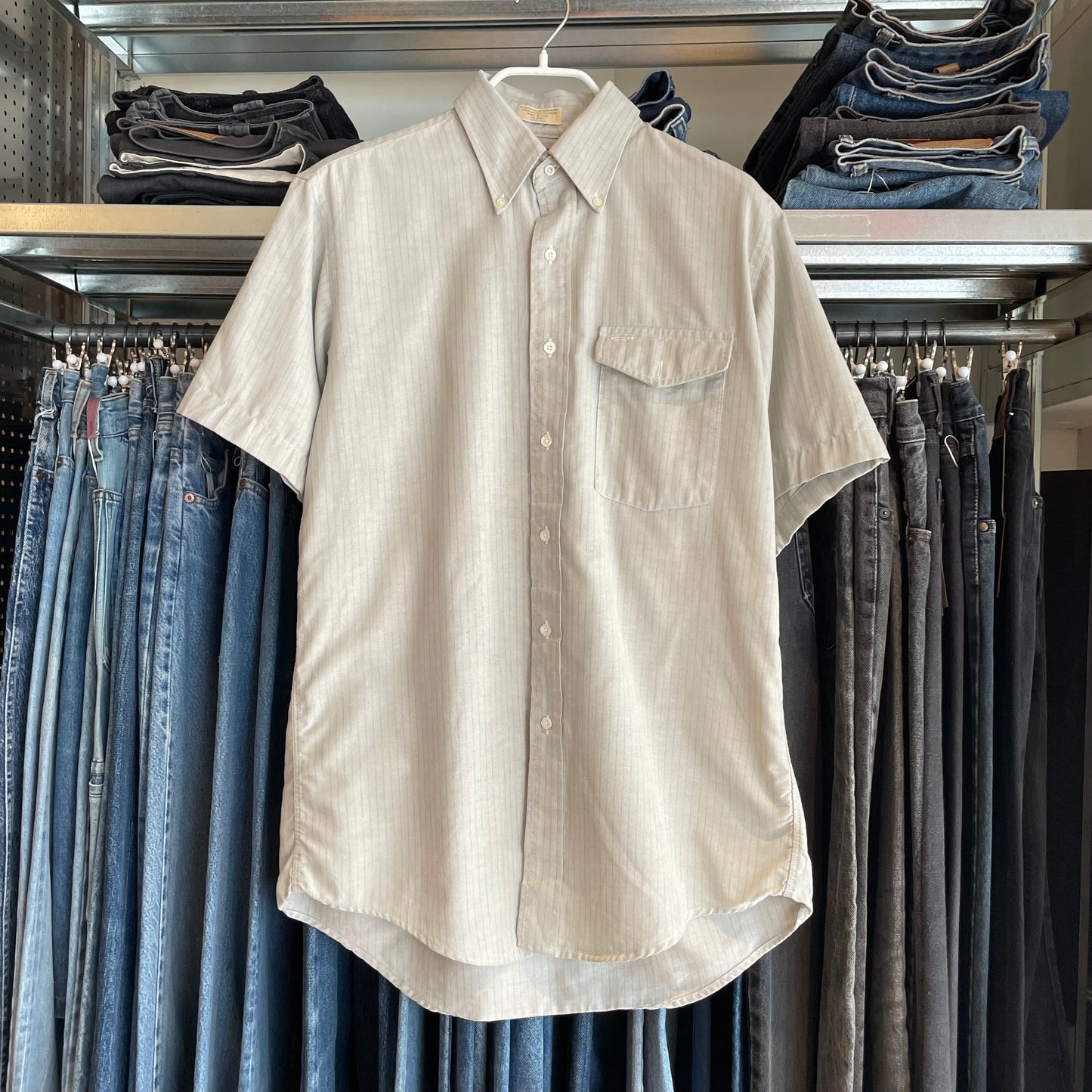 Stripe Button-Down Shirt Gray
