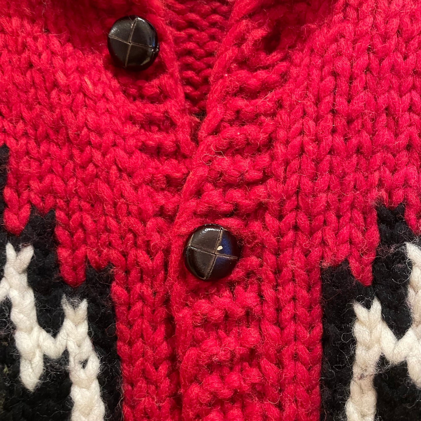 Native Motif Cowichan Sweater Red Wool